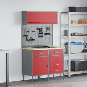 Set di mobili da lavoro con cassetto con blocco 5 pcs Rosso 3321427