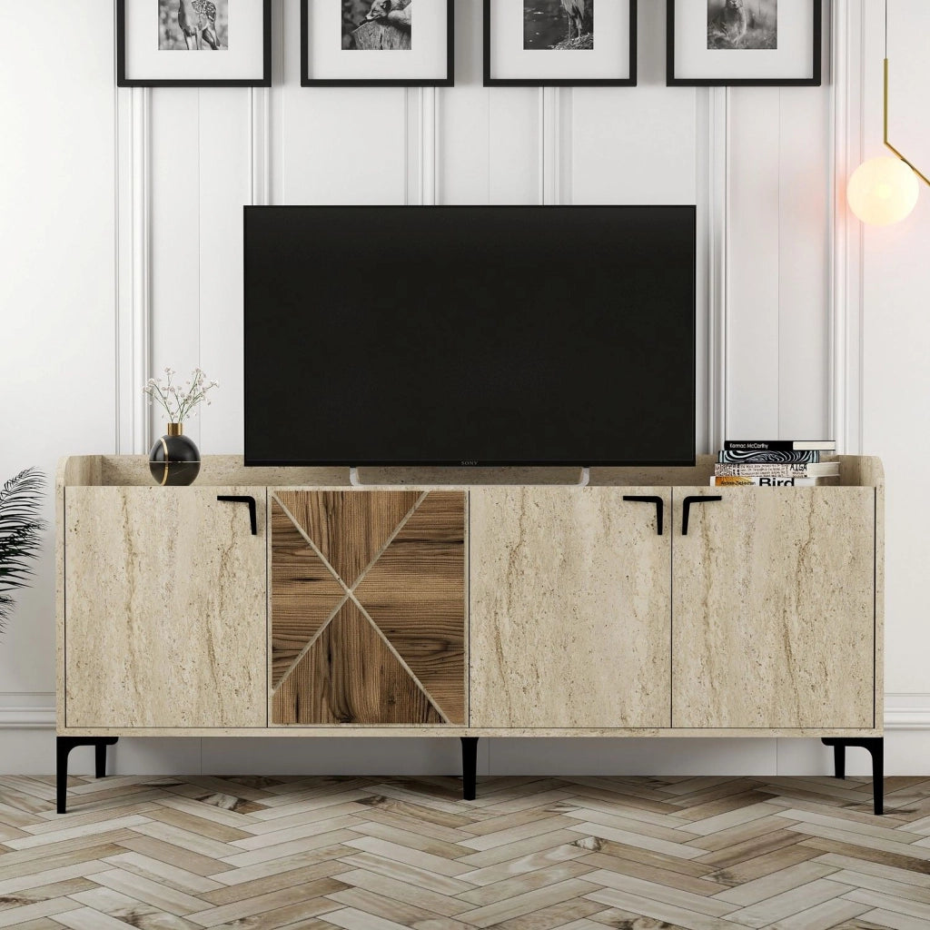 Madia Roatto, Credenza 2 Ripiani, 180x35x78h cm Beige Marmo