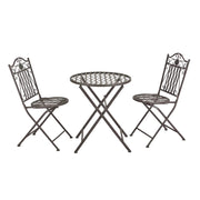 Set da bistrot in metallo verde scuro per il giardino con patina grigio chiaro 03_0006936
