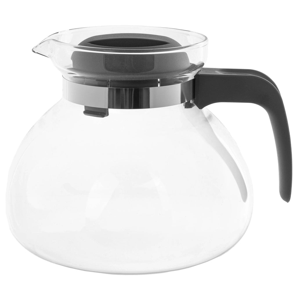 KADAX Brocca in vetro per tè e caffè da 1,7 l, resistente al calore, con coperchio, colore grigio.