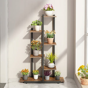 Supporto per piante marrone con misure 60x24x113 cm, ideale per balcone e terrazzo.