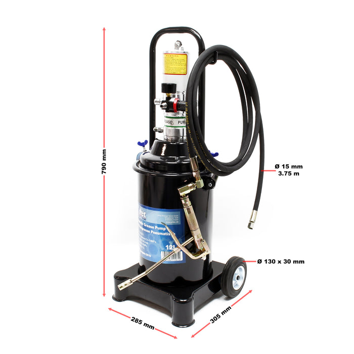 Ingrassatore ad aria compressa professionale carrellato con serbatoio da 12 litri