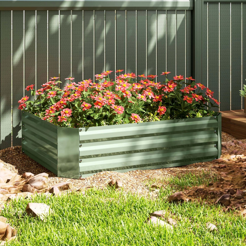 Hochbeet in acciaio zincato per giardino ¨C zephmum ¨C 120x90x30 cm verde scuro