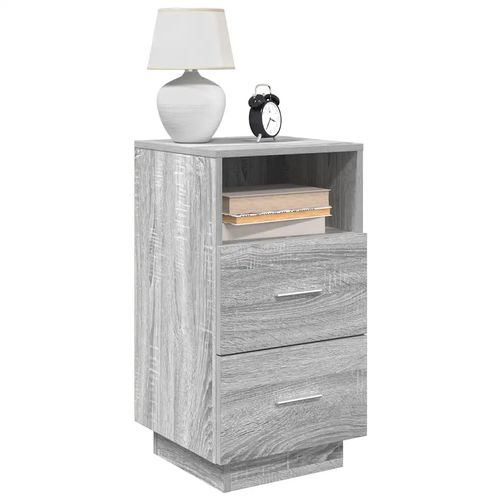 Comodino con 2 Cassetti Grigio Sonoma 36x36x68 cm 858588