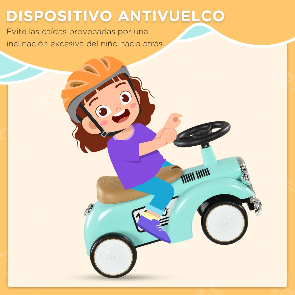 Coche Correpasillos per Bambini con Volante e Cassetto ¨C zephmum ¨C Verde Mint 58x27x35 cm