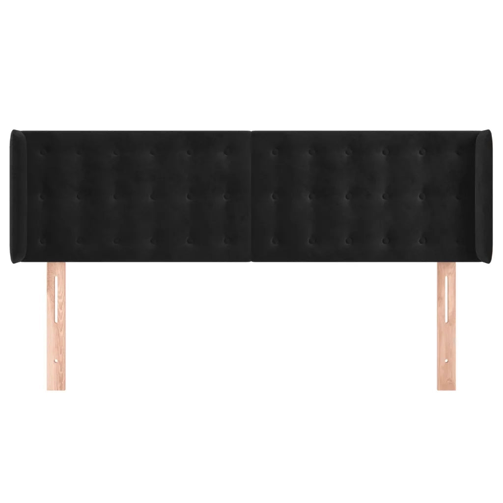 Testiera | Testata ad Orecchio Nera 147x16x78/88 cm in Velluto