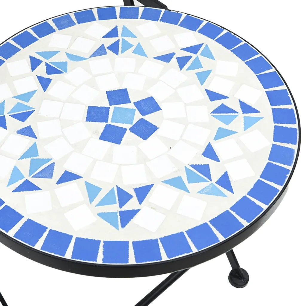 Sedie da BistrÃ² Pieghevoli 2 pz Blu e Bianco in Ceramica