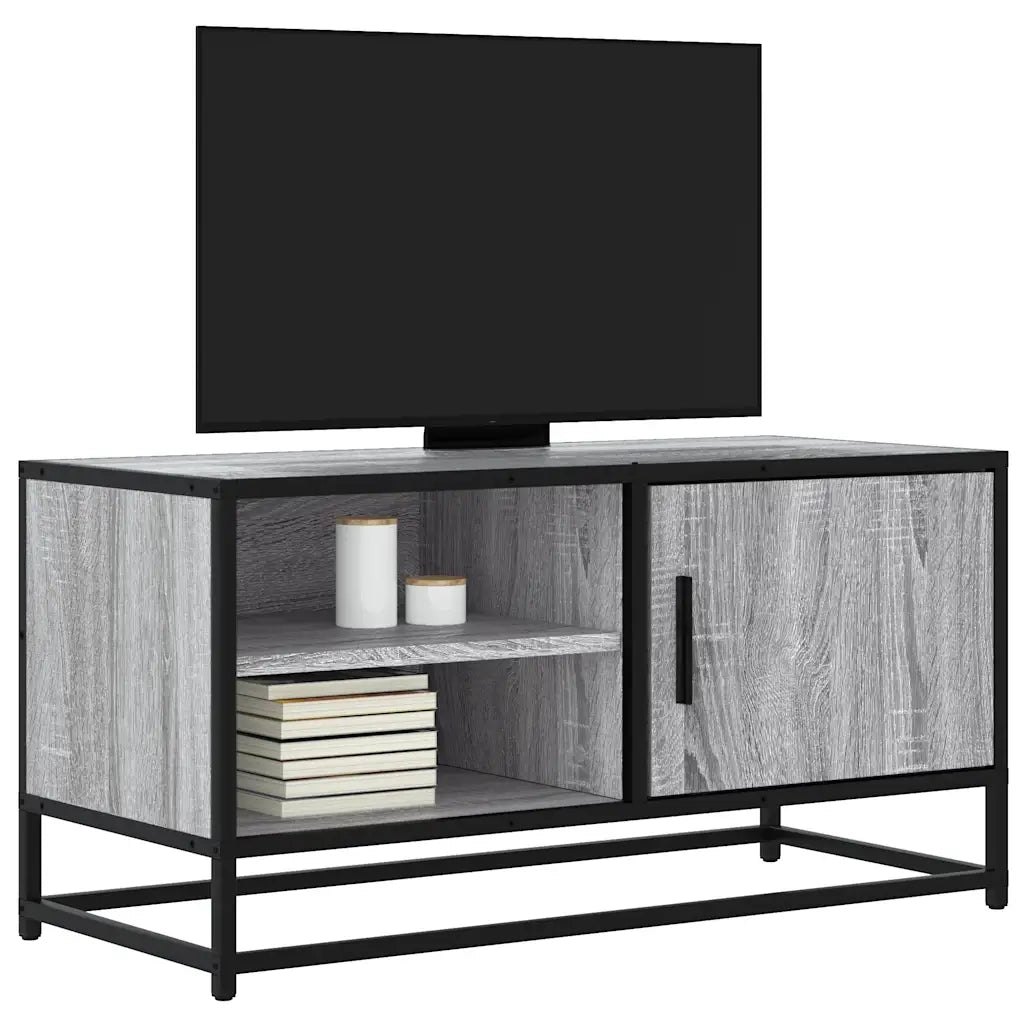 Mobile TV Grigio Sonoma 80x34,5x40 cm Legno Multistrato Metallo 848822