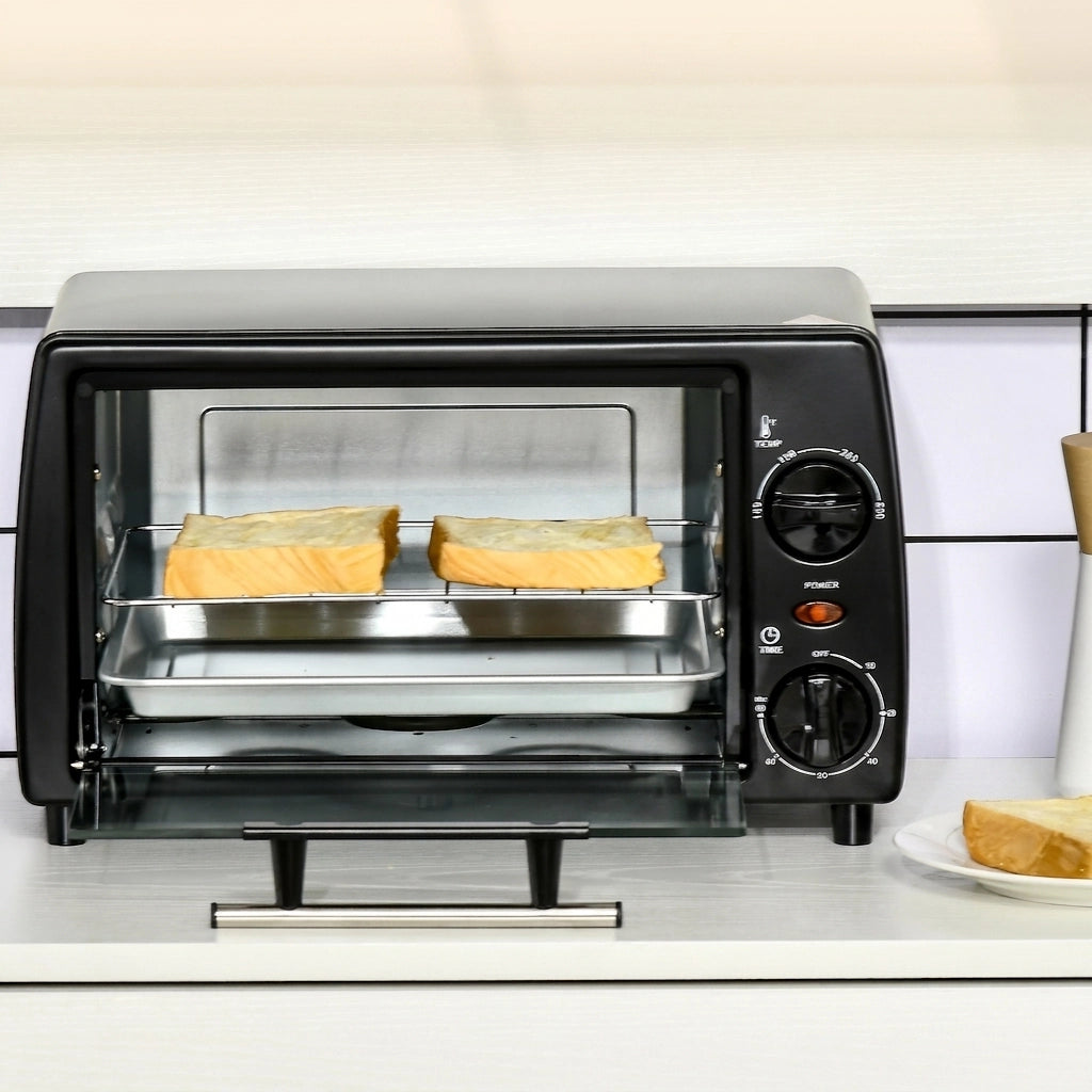 Mini Forno Elettrico 10 L 750 W con Temperatura 100-230°C; Timer 60 Min; Teglia e Griglia