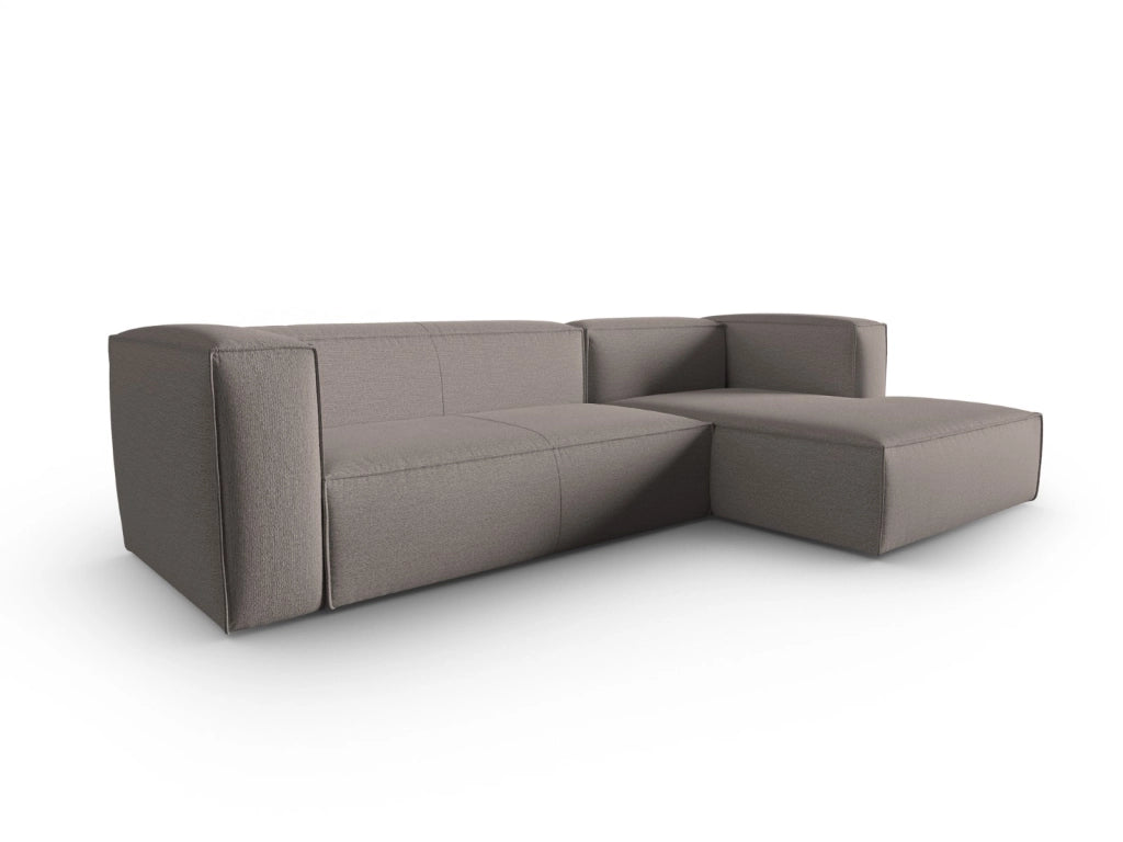 Cosmopolitan Design - Divano angolare destro "Mackay" 4 posti in velluto strutturato cappuccino 