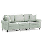 Divano | Divano da soggiorno | Sofa a 3 Posti con Cuscini Grigio Chiaro 180 cm in Velluto
