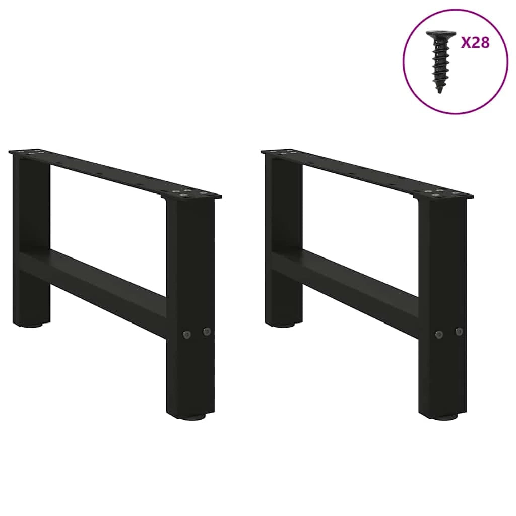 Set di 2 pratiche gambe quadrate per tavolino da caffè 70 x 30 cm con piedini livellatori design moderno in acciaio nero 02_0057508