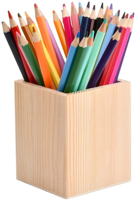 Houder per matite in legno, contenitore per matite, contenitore per matite quadrato, contenitore per matite per ufficio, scuola, contenitore per pennelli per trucco, contenitore per matite per bambini, dimensioni 10 x 8 x 8 cm