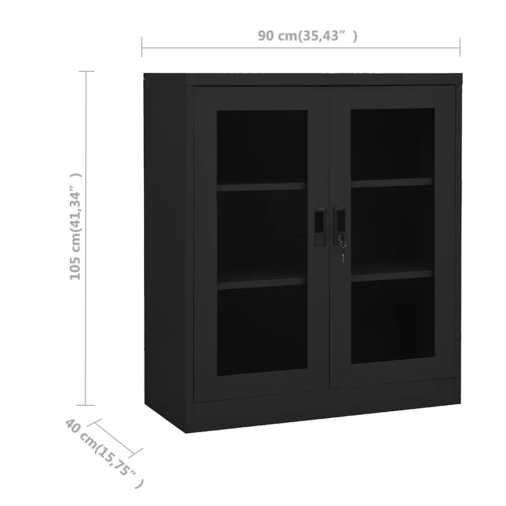 Armadio per Ufficio Antracite 90x40x105 cm in Acciaio 335937