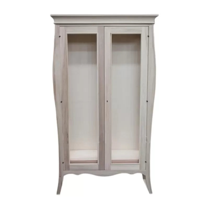 Vetrina 2 porte in legno shabby avorio patinato l.115 p.48 h.204 (3094) - Mobili 2G