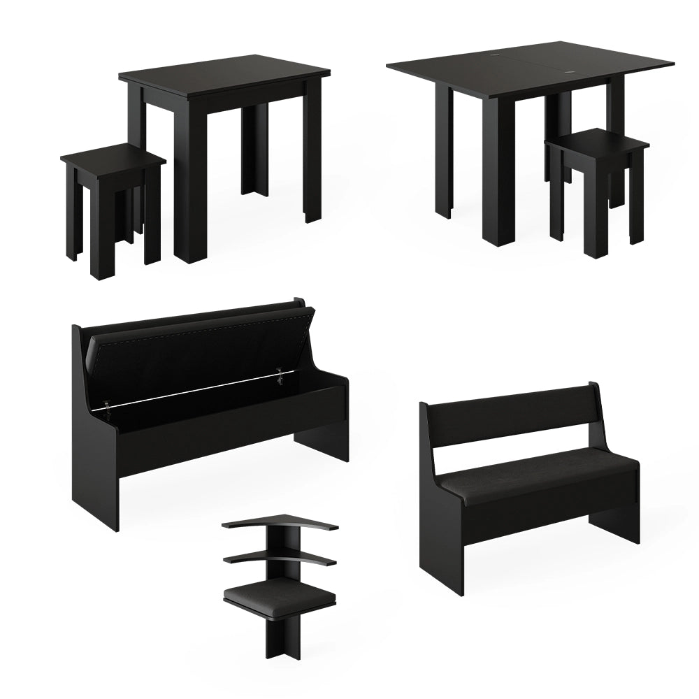 Vicco Gruppo panca ad angolo Nero 150 x 41.5 cm con tavolo
