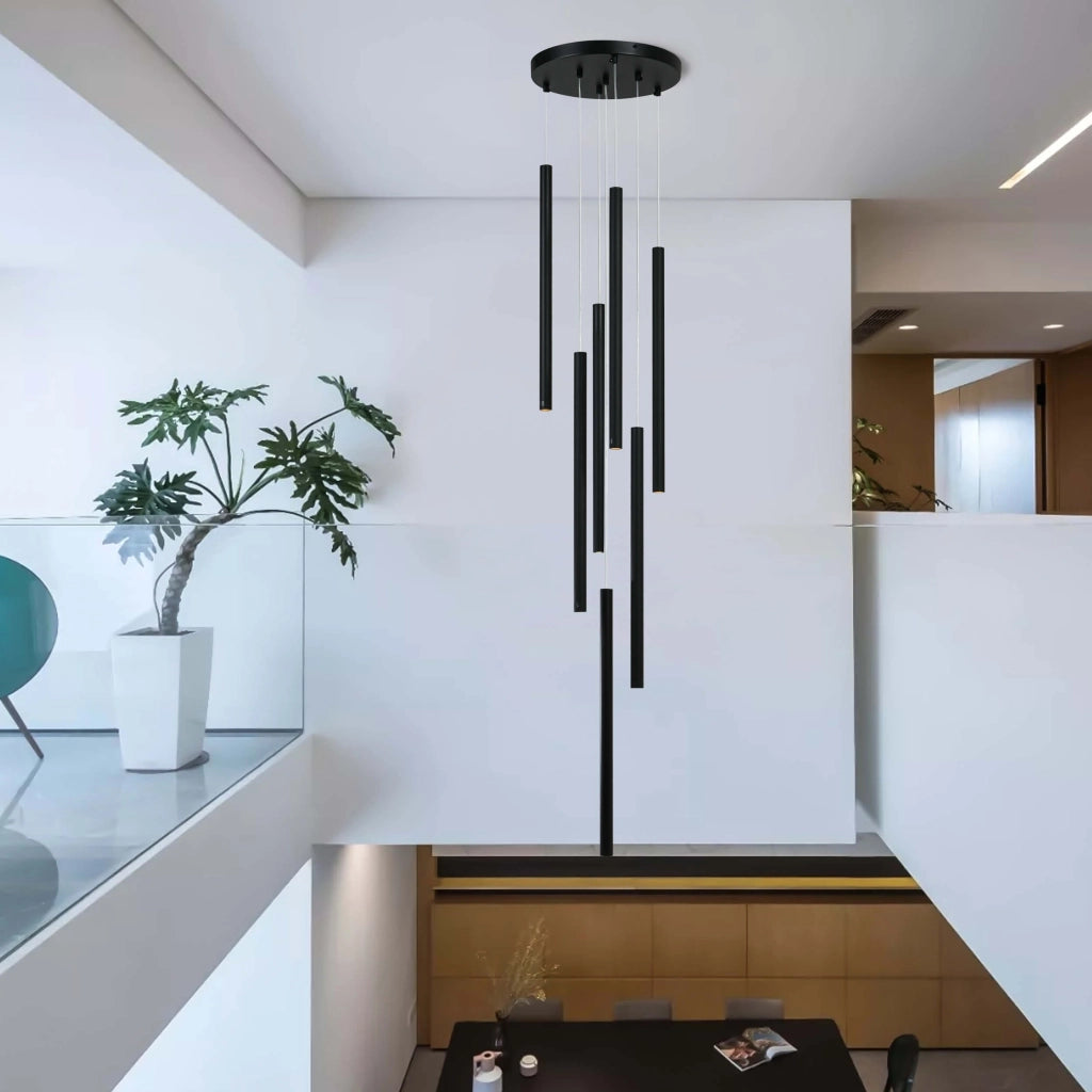 Lampadario Lungo 7 luci G9 nero Ø30 Light Prestige