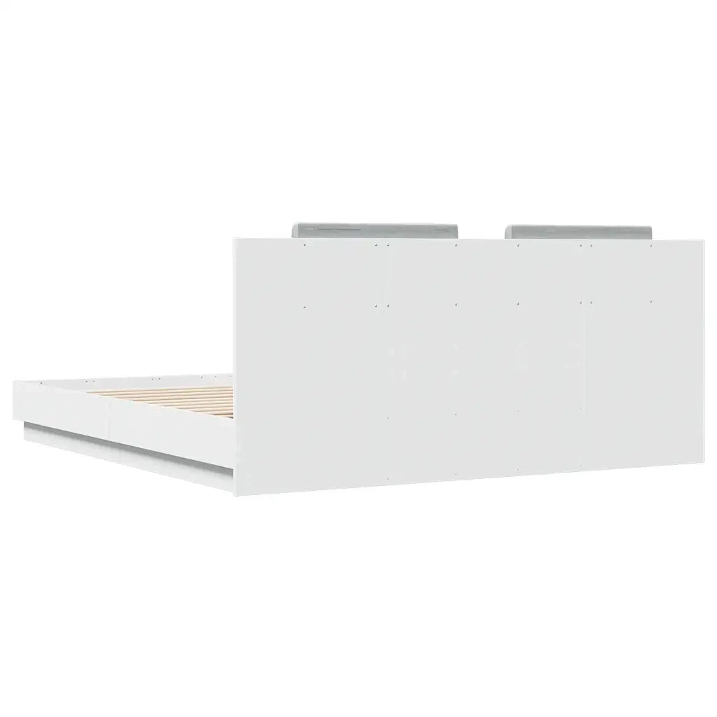 Giroletto con Testiera Bianco 160x200 cm in Legno Multistrato