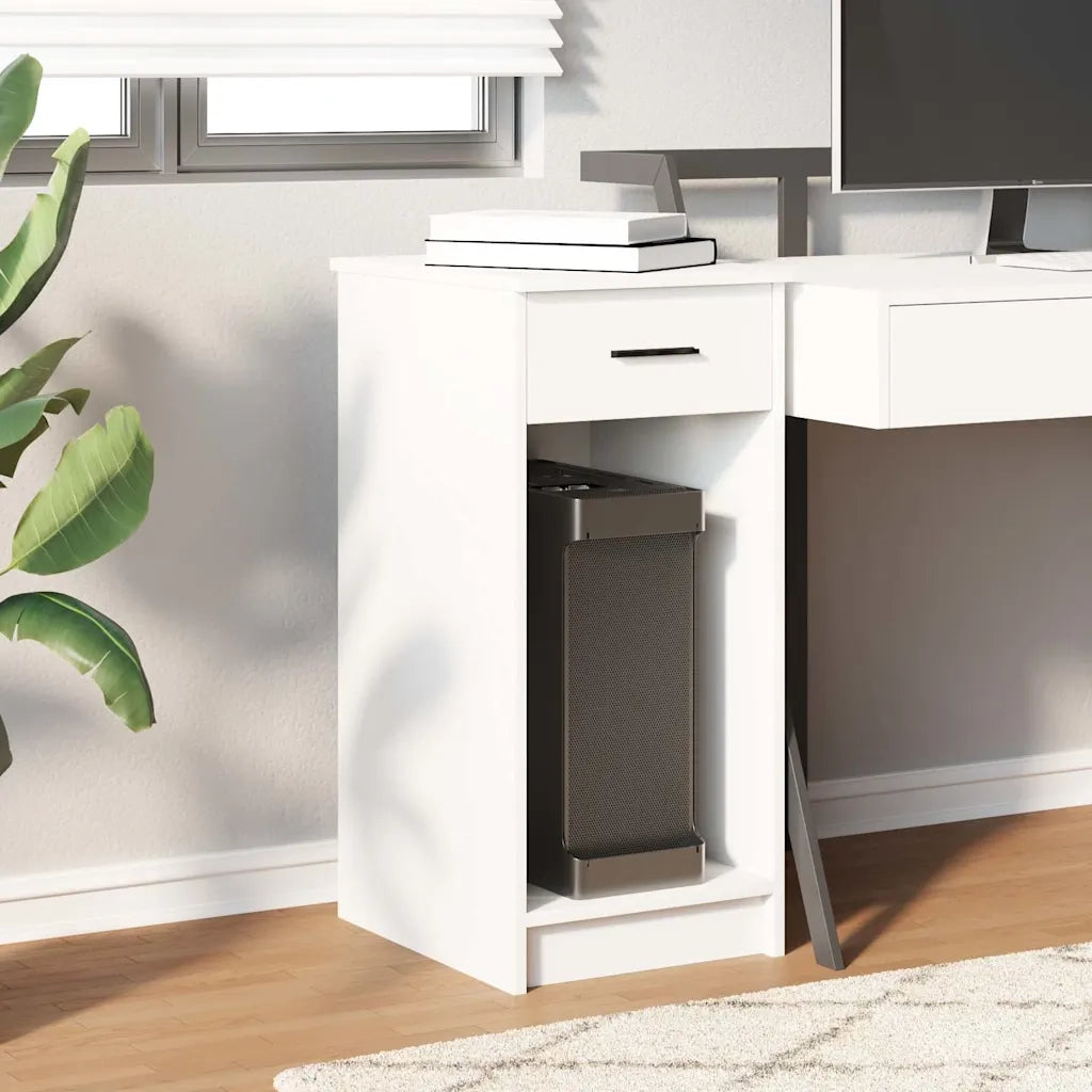 vidaXL Supporto a Torre per Computer con Cassetto Bianco 35x45x77 cm