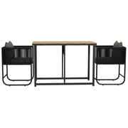 Set Tavolo e 2 Sedie da Giardino in Rattan e Legno Composito