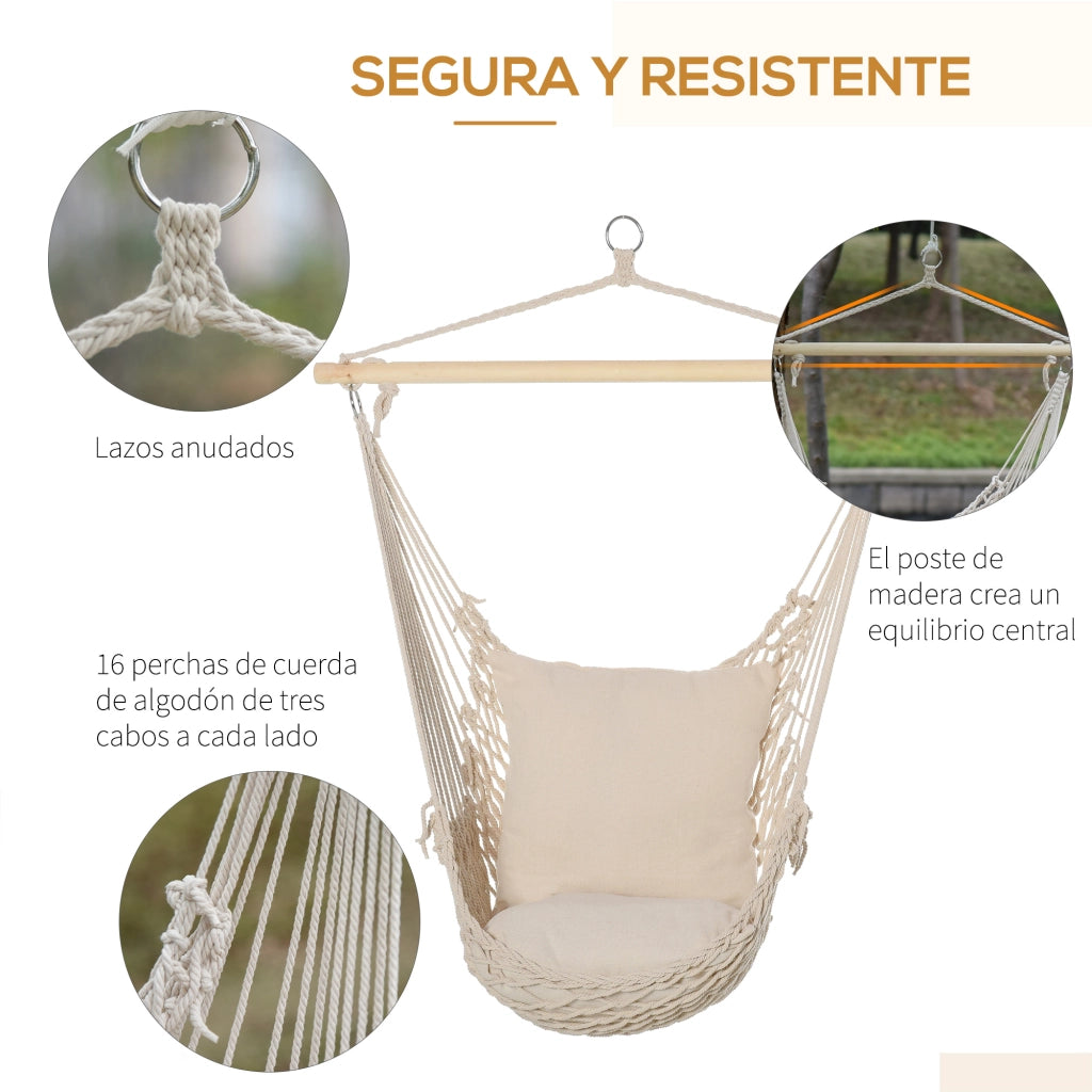 Sedia a dondolo con cuscini ¨C zephmum ¨C crema, legno, max 120 kg