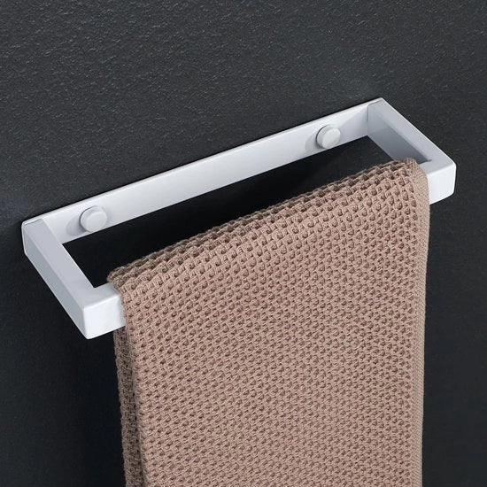 Supporto per asciugamani Bagno - Ripiano per asciugamani - Appoggio asciugamani - Acciaio inossidabile - 20 cm - Bianco