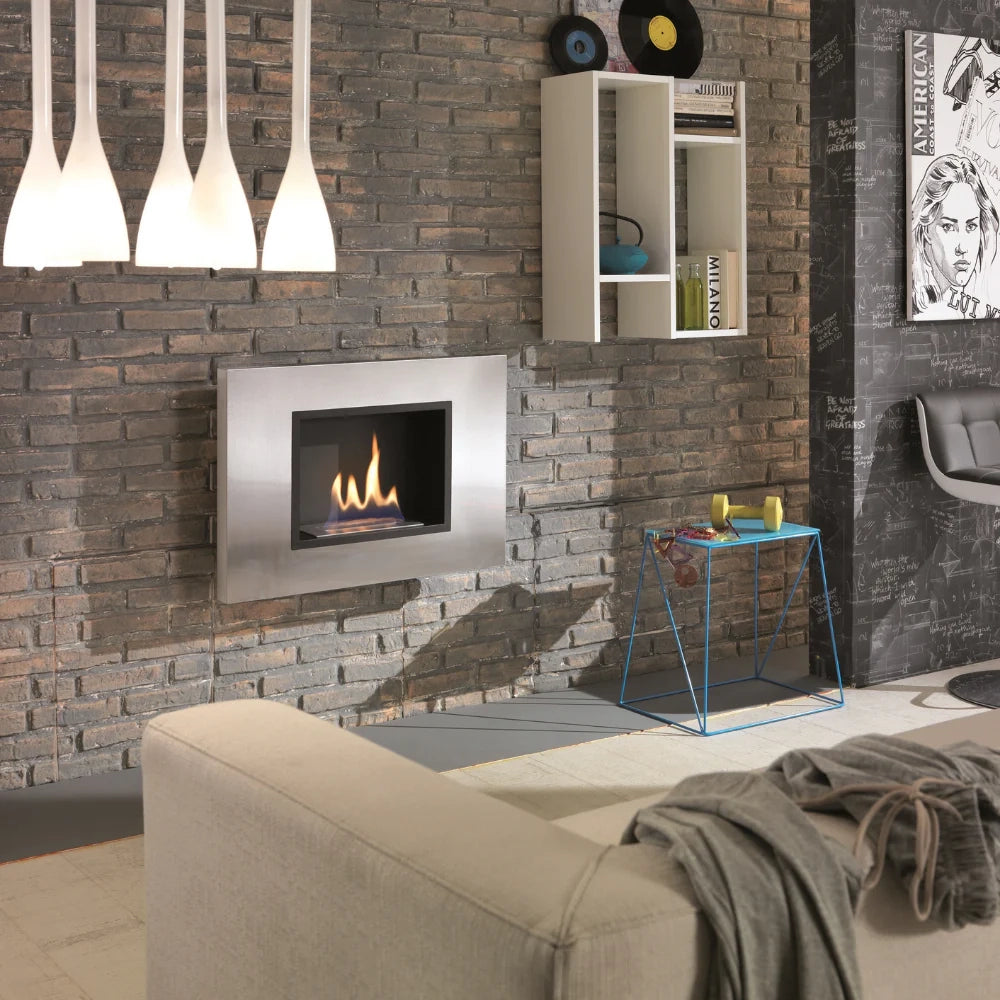 Nordic Flame, Biocamino da parete Grigio (17cm X 78cm H. 54cm) | Duzzle