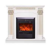 Camino Elettrico da Pavimento 102x110x30 cm Effetto Fiamma 2000W Calisto & Cristina Bianco