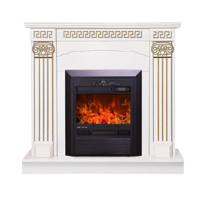 Camino Elettrico da Pavimento 102x110x30 cm Effetto Fiamma 2000W Calisto & Cristina Bianco