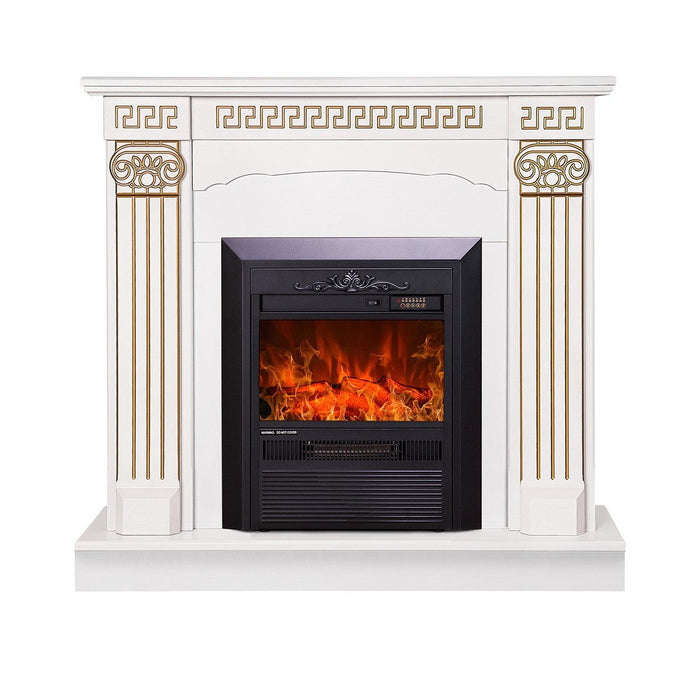 Camino Elettrico da Pavimento 102x110x30 cm Effetto Fiamma 2000W Calisto & Cristina Bianco