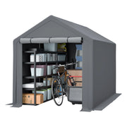 Tenda Garage da Giardino 296x190x200 cm Grigio Scuro con Telo PE 170 g/m² e Telaio in Acciaio Zincato