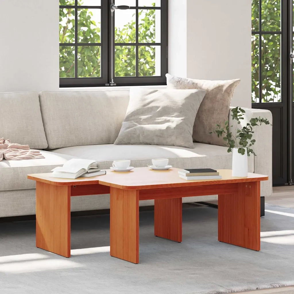 vidaXL Tavolino da salotto 2 pcs Cera marrone 100 x 69 x 35.5 cm