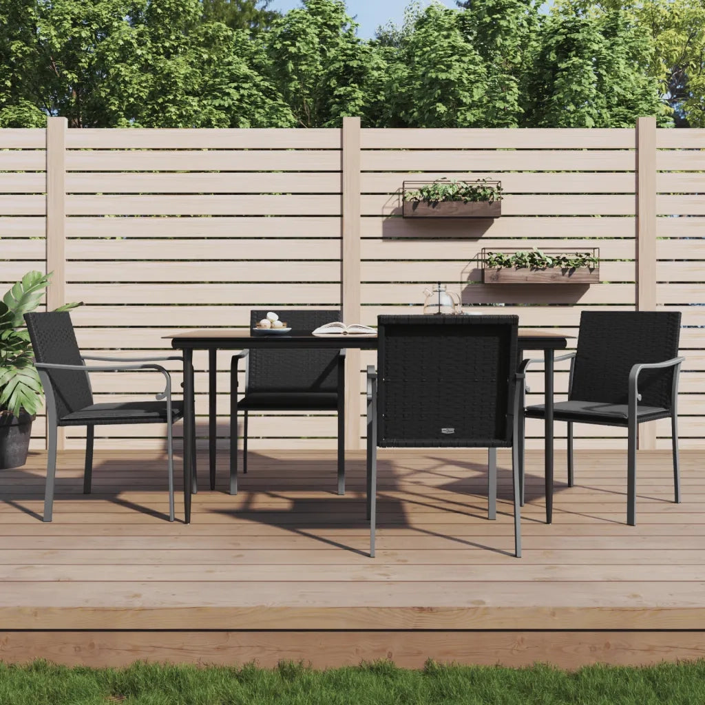 Set Pranzo da Giardino 5pz con Cuscini in Polyrattan e Acciaiocod mxl 76629