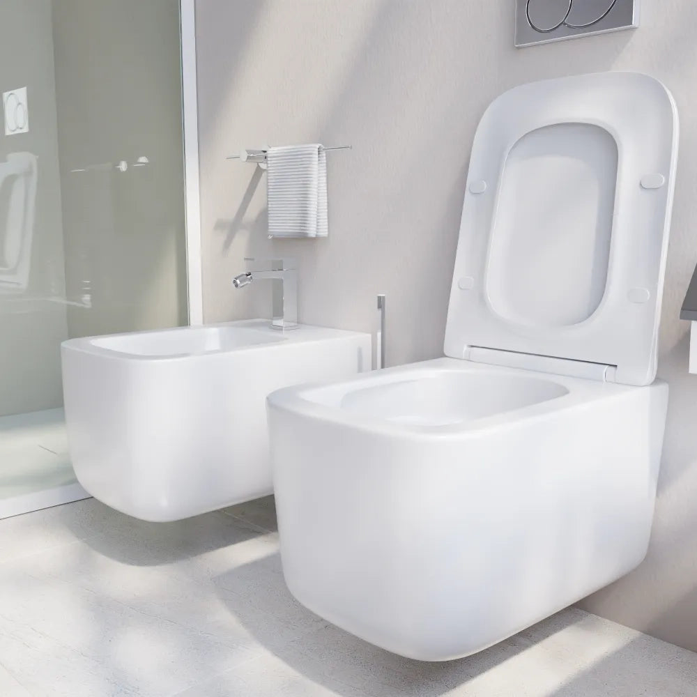 Coppia di sanitari sospesi vaso tornado e bidet bianco lucido | Lubiana