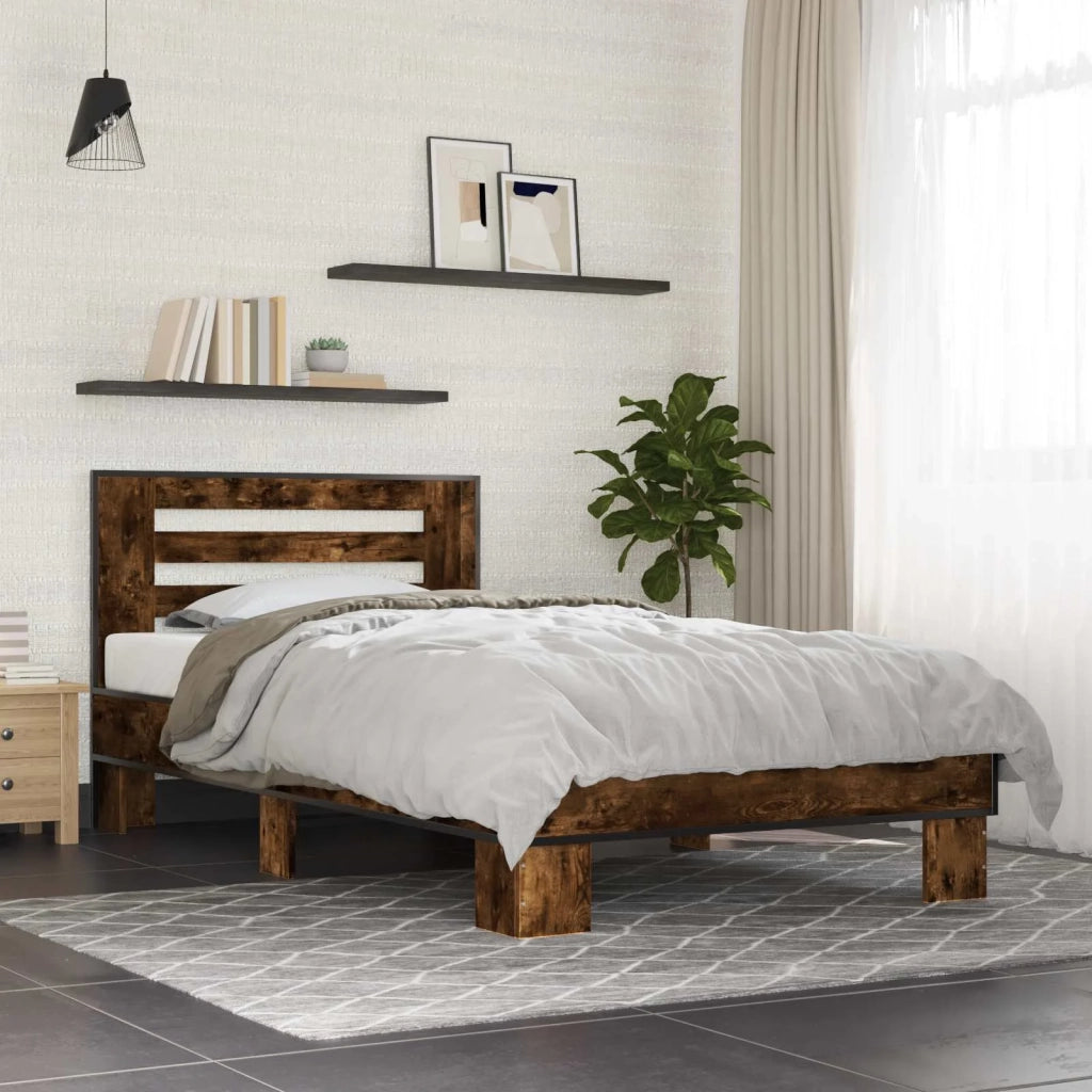 Struttura letto con testata Rovere Fumo 80 x 200 cm 8009102