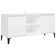 Mobile TV multimediale scaffale TV credenza mobile TV per sala da pranzo soggiorno camera da letto con gambe in metallo 103,5 x 35 x 50 cm bianco 02_0026858