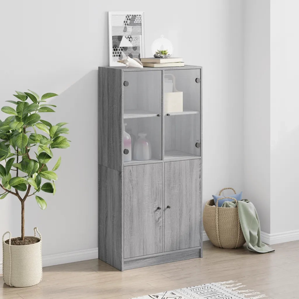 Credenza con Ante Grigio Sonoma 68x37x142 cm Legno Multistrato 631847