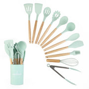 Set di silicone per cottura 12 pezzi, utensili antiaderenti di alta qualità alimentare, verde alghe marina (Seaweed Green)