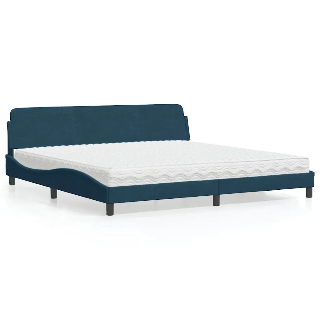 Letto con Materasso Dover Blu 200x200 cm Velluto 3208475