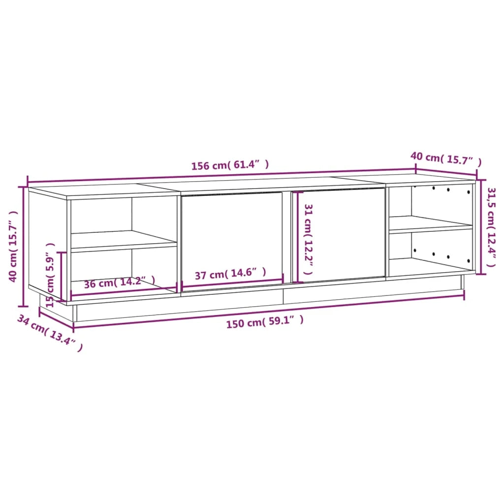 Mobile TV multimediale scaffale TV credenza mobile TV sala da pranzo soggiorno camera da letto 156 x 40 x 40 cm legno di pino massiccio grigio 02_0026045