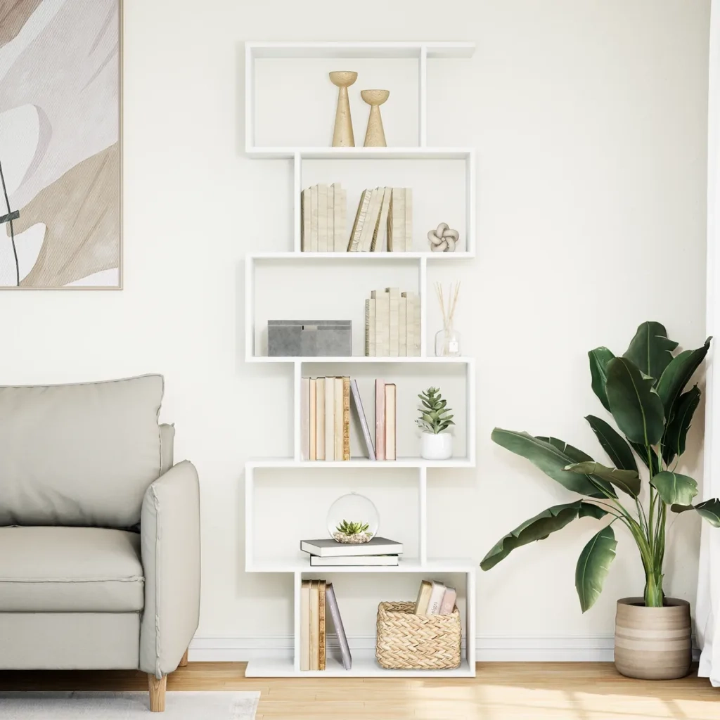 Libreria Divisorio 6 Ripiani Bianca 70x24x193 cm in Truciolato 858084