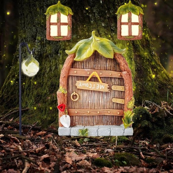 Decorazione per giardino con 4 casette per fiori, porta gnomone e porta albero per giardini eleganti, ideale per l'esterno e la decorazione festiva