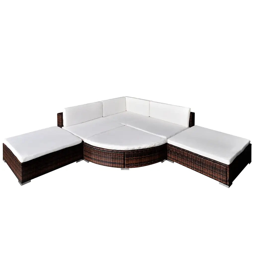 Set Divani da Giardino 6 pz con Cuscini in Polyrattan Marrone cod mxl 35330