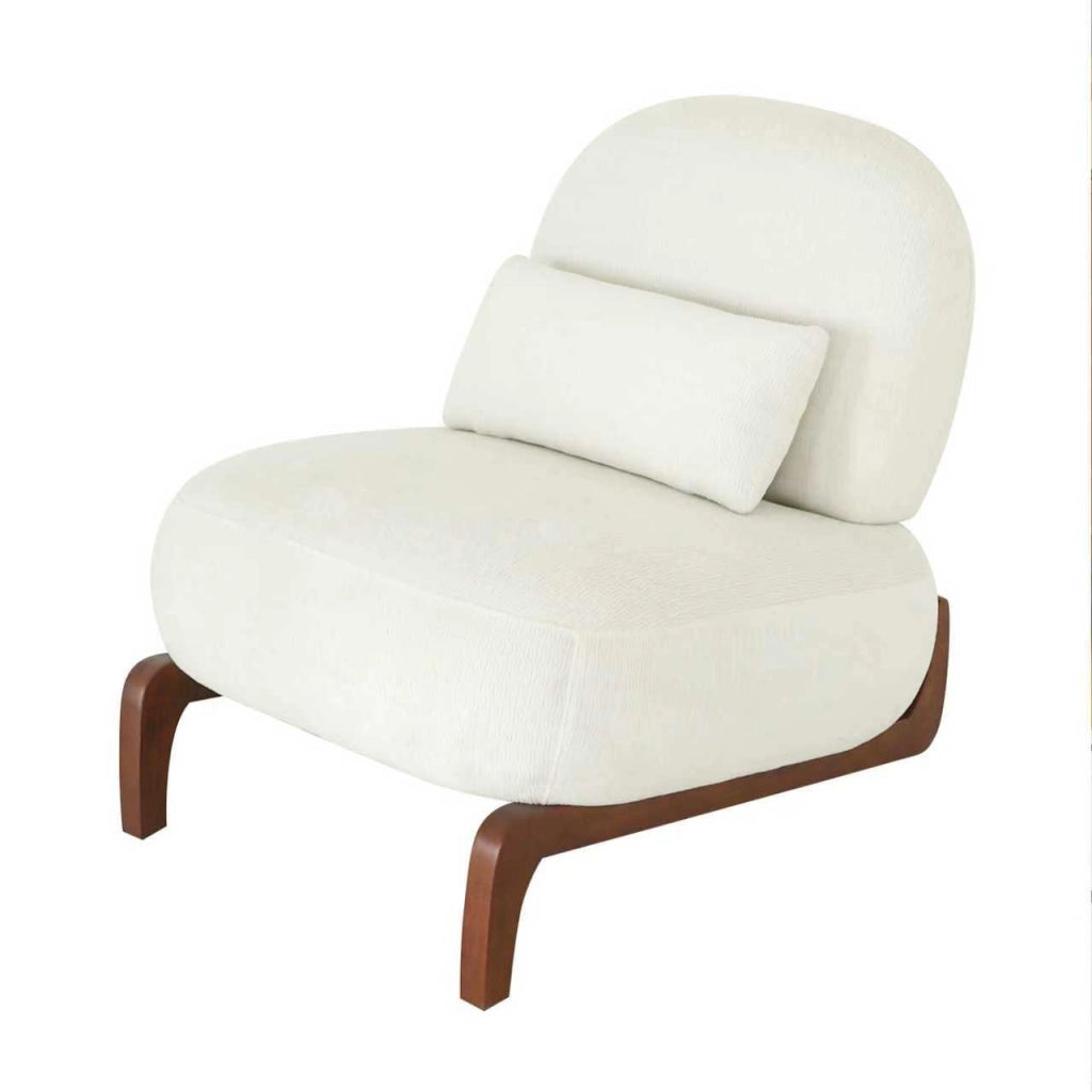 Poltrona 86.9x72.1x69.9 cm senza braccioli in velluto e legno bianca