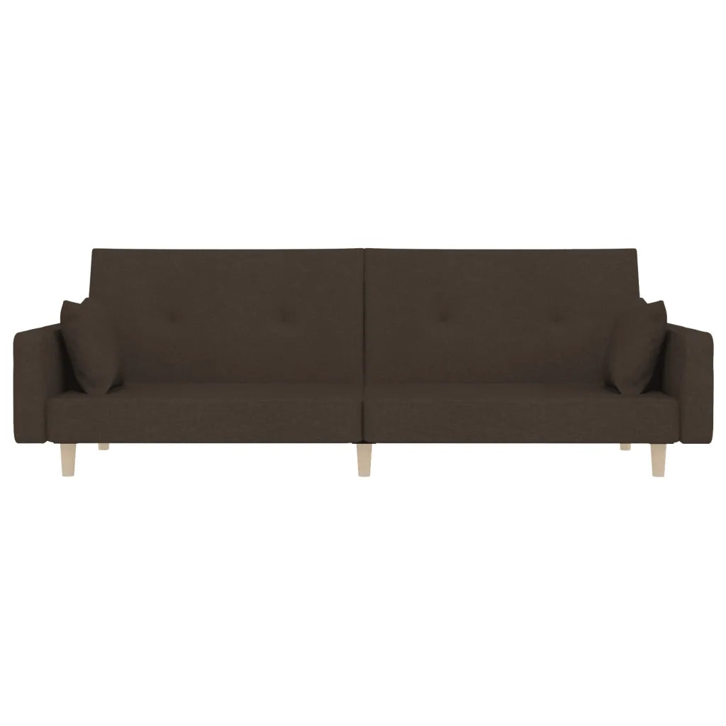 Divano letto | Sof¨¤ letto | Letto singolo a 2 Posti con 2 Cuscini Marrone Scuro in Tessuto