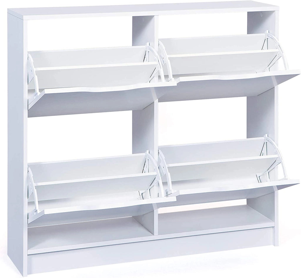 SCARPIERA WESTPHALEN 4 VANI 100x25x90H STRUTTURA IN LAMINATO VERNICIATO BIANCO