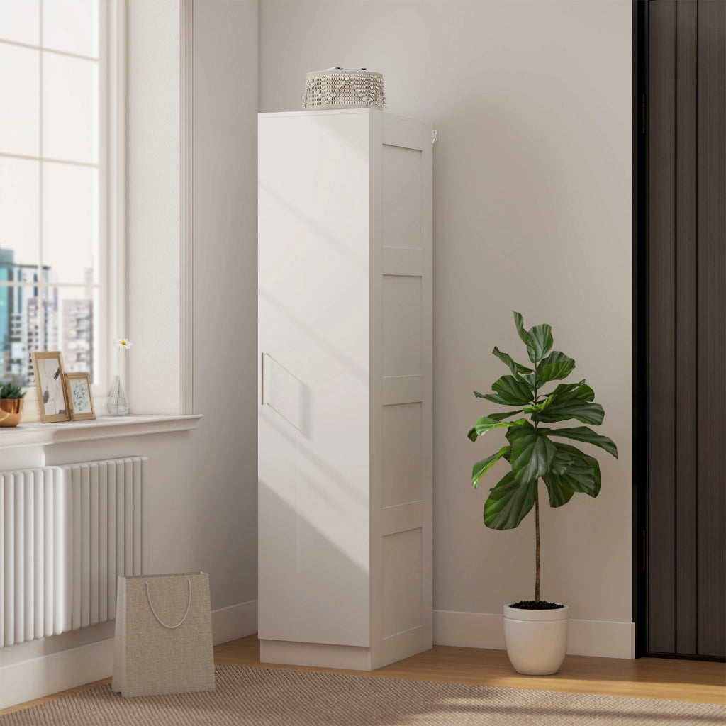 Armadio con porta scorrevole, ante, appendiabiti, ripiani ¨C Zephmum ¨C 40x52x180 cm, bianco