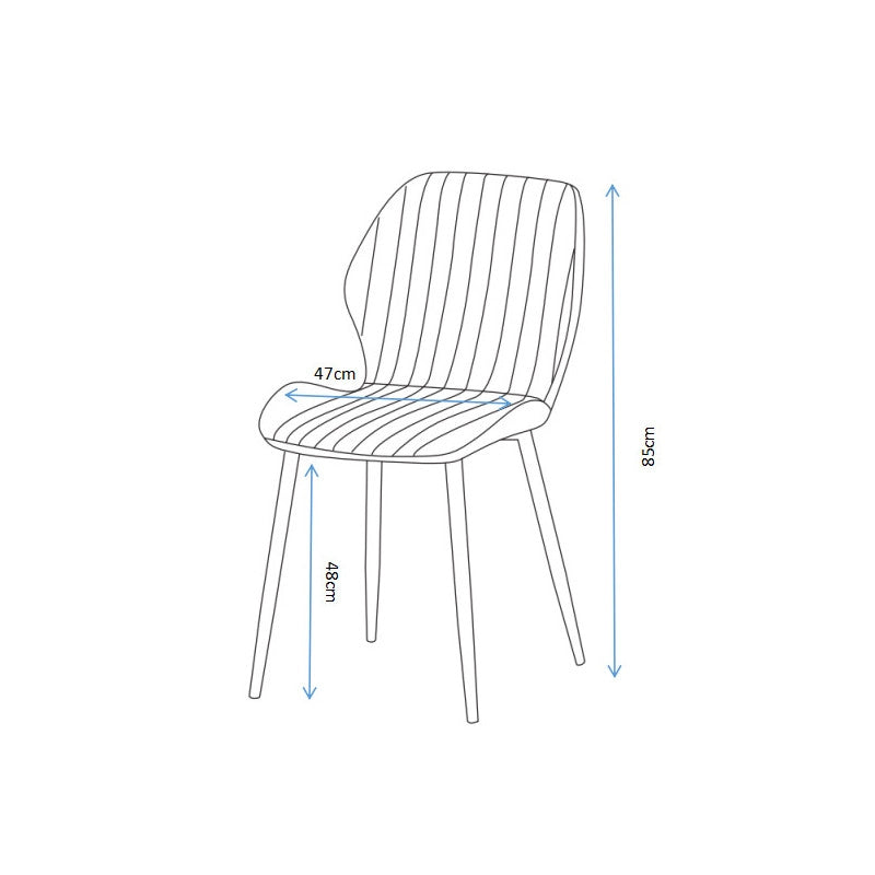 Set di 4 Sedie Jole In Tessuto Grigio Gambe In Metallo Nere Dimensione 47x58x85cm