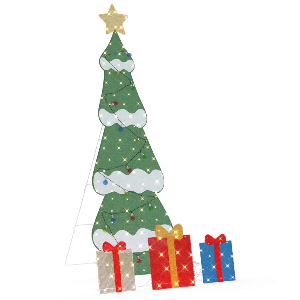 Albero di Natale | Decorazioni natalizie Illuminato con 3 Scatole Regalo 2D Bianco Caldo