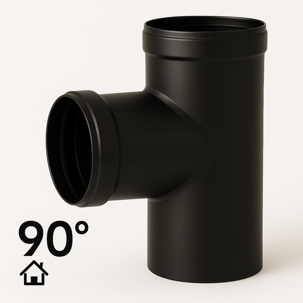 Raccordo t scarico fumi stufa pellet 90° diametro 80 mm spessore 1,2 mm